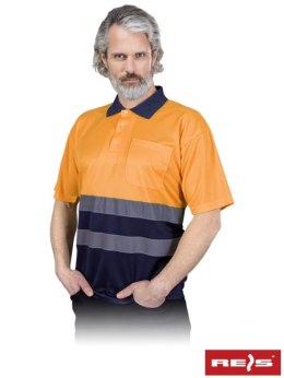 Koszulka polo dwukolorowa, męska POLO-NEO Reis - pomarańczowo-granatowa , 100% poliester