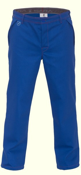 Spodnie robocze spawalnicze niebieskie, spodnie trudnopalne Norma EN ISO 11611 , wzmocnienia kolan z miejscem na nakolanniki