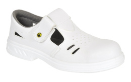 Sandały białe z noskiem ESD, antystatyczne, rozmiar od 34 do 49, zapinane na rzep FW48 Portwest