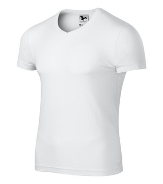 146 KOSZULKA T-SHIRT SLIM FIT MĘSKA V-NECK - ADLER/MALFINI, dopasowana,