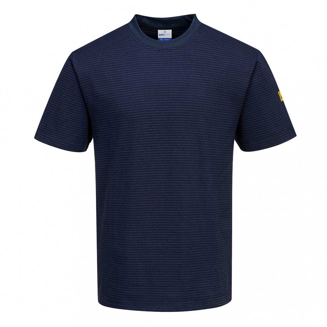Koszulki ESD antystatyczna T-shirt PORTWEST granatowa, biała, niebieska, EN 61340-5-1