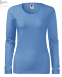 t-shirt z długim rękawem damski błękitny