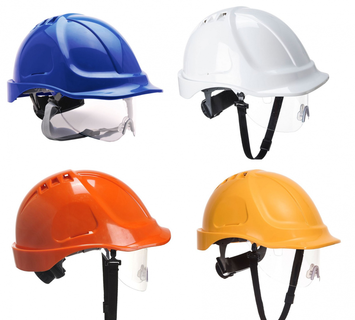 Hełm, kask bhp z okularami, wizjerką z wentylacją Hełm, kask bhp z okularami, wizjerką z wentylacją