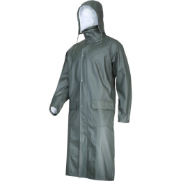 Płaszcz przeciwdeszczowy zielony PU, POLIURETAN, wytrzymały, EN ISO 13688, CE