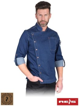 Bluza kucharska z długim rękawem wykonana z jeansu.