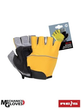 Rękawice ochronne bez palców RK3-FIN -żółto -szaro-czarne