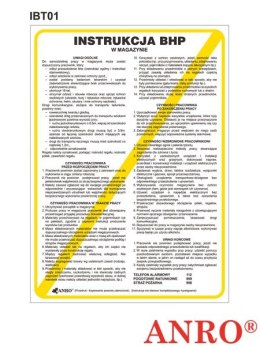 Instrukcja bezpieczeństwa i higieny pracy w magazynach 330x460mm, płyta PCV