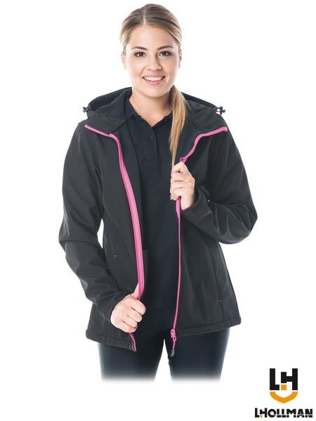 LADYONE Kurtka SOFTSHELL damska czarno-różowa