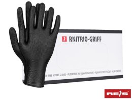 RNITRIO-GRIFF Rękawice jednorazowe nitrylowe w kolorze czarnym - bezpudrowe.