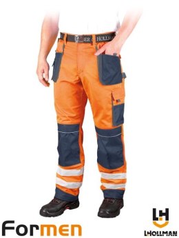 LH-FMNX-T PGS Spodnie robocze męskie odblaskowe, pomarańczowe, do pasa