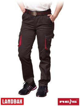 Elastyczne spodnie ochronne do pasa FRAULAND, damskie czarne z czerwonymi wstawkami