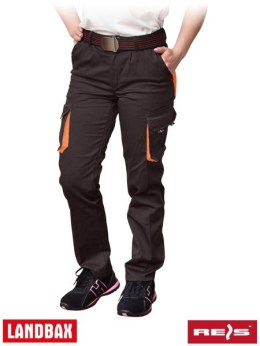 Elastyczne i cienkie spodnie do pasa FRAULAND, damskie - czarno-pomarańczowe