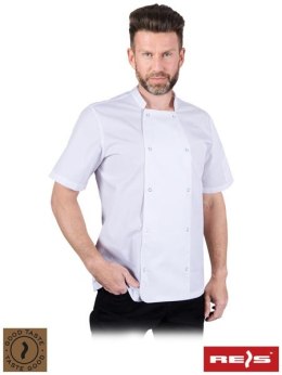 SEMPR - Biała bluza kucharska z krótkim rękawem, męska.