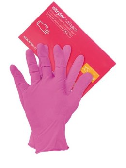 Rękawice nitrylowe różowe- bezpudrowe, opka, 100 szt,