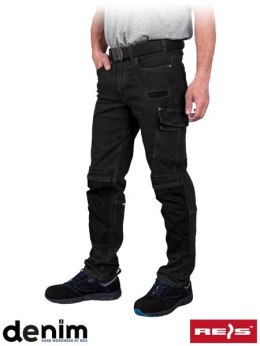 Elastyczne spodnie ochronne do pasa wykonane z jeansu, czarne