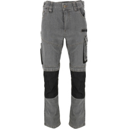 Spodnie Jeansowe do pasa szare L40542 SLIM FIT z czarnymi wstawkami i stretchem