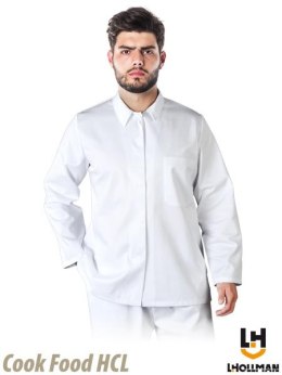 Bluza męska z długim rękawem LH-FOOD_JBU zapinana na zatrzaski, biała