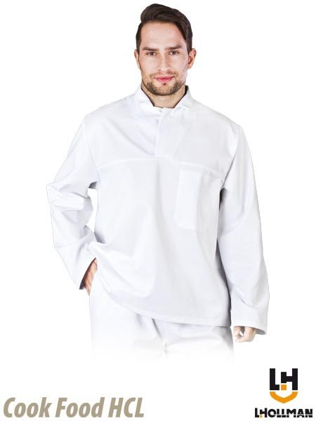Bluza męska wciągna, zakładan przez głowę, biała bez guzików, HACCP LH-FOOD_JWB