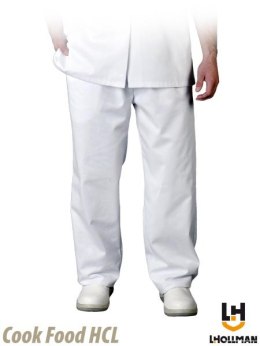 Białe spodnie do pasa, HACCP, KIESZENIE OD WEWNĄTRZ LH-FOOD+TRO, an gumkę