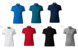 Koszulka polo damska 253 Malfini , krój slim-fit z bocznymi szwami, kołnierzyk i mankiety z kontrastowym paskiem