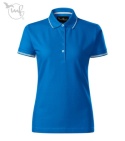 Koszulka polo damska 253 Malfini , krój slim-fit z bocznymi szwami, kołnierzyk i mankiety z kontrastowym paskiem