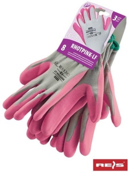 rękawice robocze damskie RHOTPINK-LF rozmiar 6,7,8,9 , powlekane, różowe