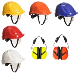 kask ochronny z nausznikami i okularami - Zestawa