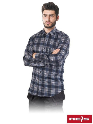 Koszula robocze flanelowa męska w kratę, 100 % bawełna KF- GNY