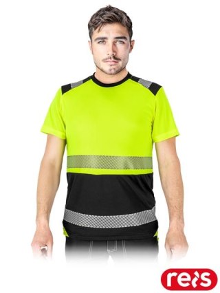 Koszulka T-shirt ostrzegawcza z siateczki, męska, przewiewna duwkolorowa IGUANA