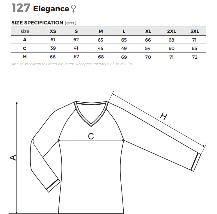 tabela rozmiarów koszulka damska adler malfini 127 elegance