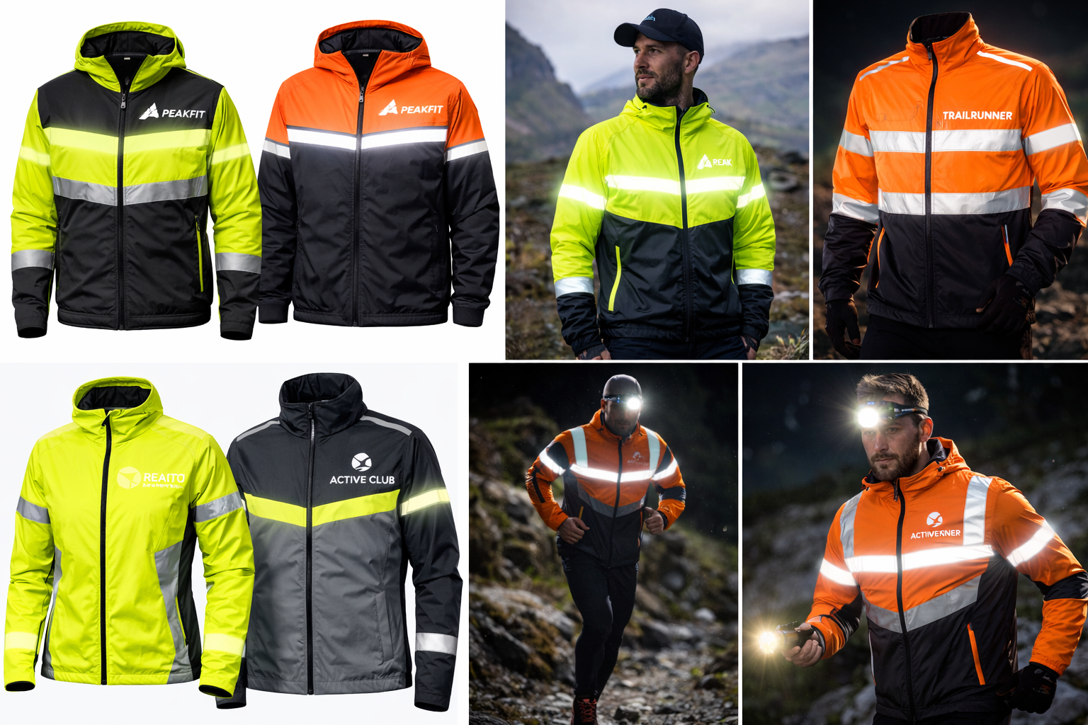 kurtki sportowe z nadrukiem i z odblaskami